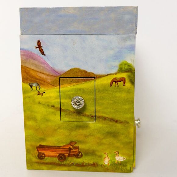 Vintage Enchantmint Horse Ranch Musical Jewelry Box w/ Drawers Mirror Farm Scene - Picture 10 of 12